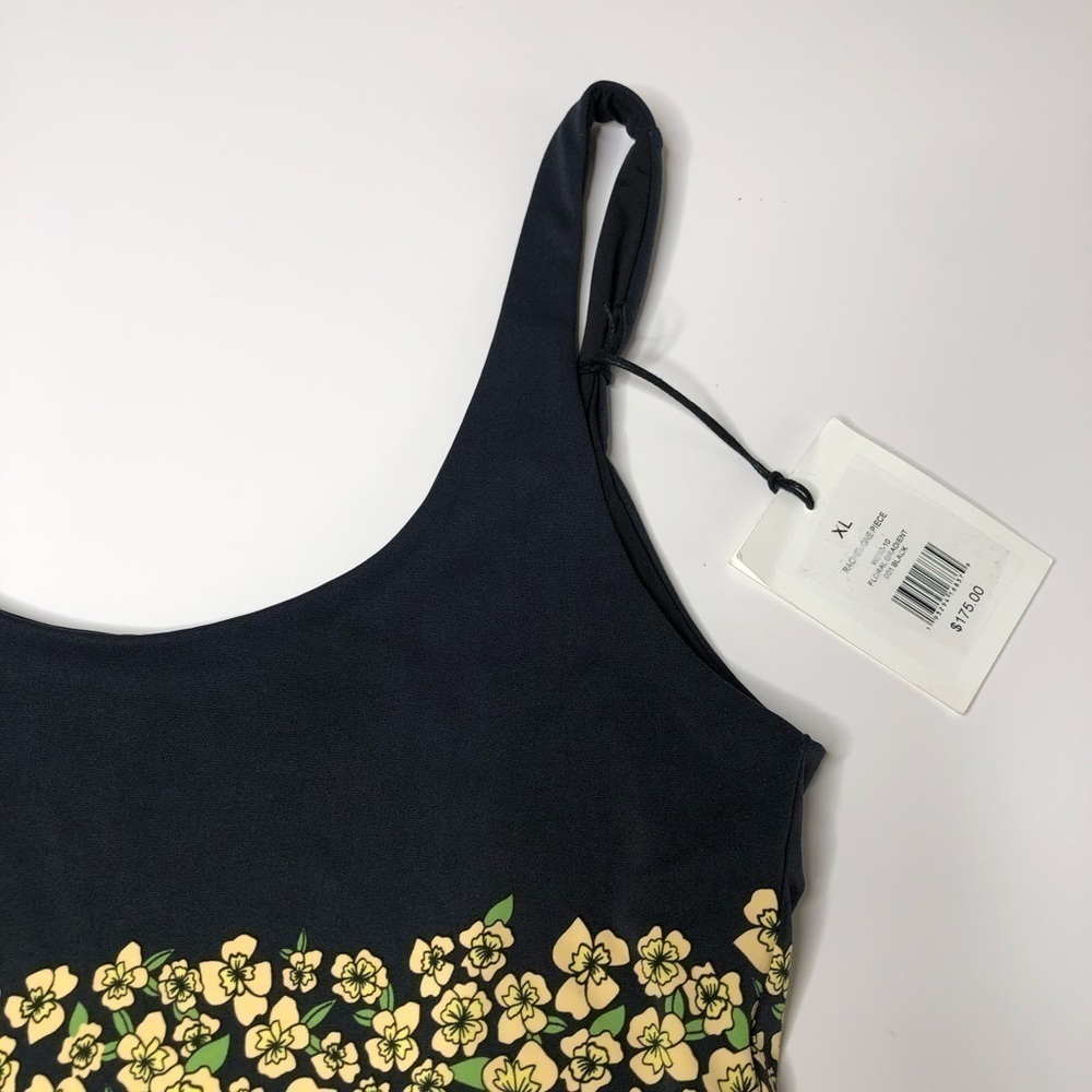 NEW Onia Rachel Floral Yellow Blue Pink Flower Black Stretchy One Piece Swimsuit - Picture 9 of 16